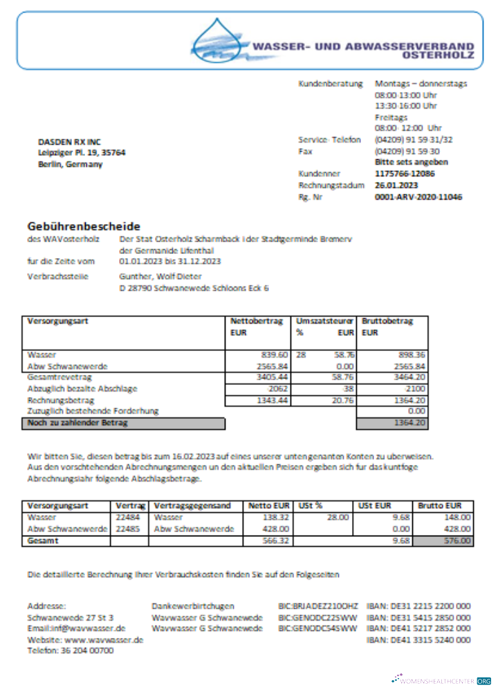 Download Wavwasser utility business bill SCR Photoshop template